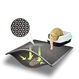 ASOBEAGE Katzenklo Matte 76 X 61cm, Katzenstreu Matte Katzenklo Unterleger Waben Design Katzenklo Vorleger wasserdichte Doppelte Schichte Entwurf Bienenwabe Katzenstreu Matte (Grau)