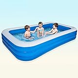 BAIVIT Rechteckiger aufblasbarer Swimmingpool, rutschfeste Blasenunteres unabhängiges geschichtetes Airbag-Familien-Unterhaltungs-Spiel-Pool,305cm