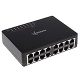 D DOLITY 16-Ports RJ45 Hub Fast Ethernet Switch Gigabit Ethernet Netzwerk Splitter 10/100Mbps (Plug-and-Play, bis zu 100 MBit/s Datenübertragung) - Schwarz