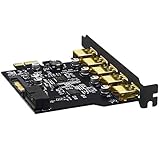 BEYIMEI 5 Ports PCIE auf USB 3.0 Erweiterungskarte mit 15-poligem SATA Stromanschluss &19-Pin Stecker-PCI Express (PCIe) Erweiterungskarte USB-Karte für Desktop Windows 10/8.1/8 / 7 / XP