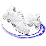 NNZZY Rollschuhe Schuhe Mit Rollen Kinder Schuh Skater Doppelreihe Flaschenzug Schuhe Multifunktionale Verformungsrollschuhe Quad Skating Outdoor Sportarten,Schwarz,38