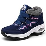 Hsyooes Winterschuhe für Damen Warm Gefüttert Keilabsatz Laufschuhe Plateau Walkingschuhe Turnschuhe Outdoor rutschfest Schnür Stiefel Schneestiefel Gr. 36-43