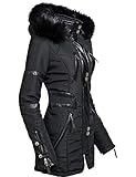 Navahoo Damen Mantel Winterjacke Kurzmantel Moon Schwarz Gr. L