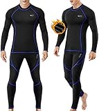Thermounterwäsche Herren, Funktionsunterwäsche Skiunterwäsche Winter Thermowäsche Set Warm Weich Funktionswäsche atmungsaktiv Thermo Unterwäsche Thermounterhemd Thermounterhose für Männer Große L