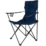 Nexos Angelstuhl Anglerstuhl Faltstuhl Campingstuhl Klappstuhl mit Armlehne und Getränkehalter praktisch robust leicht blau