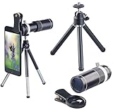 Somikon Teleobjektiv: Vorsatz-Tele-Objektiv 20x für Smartphones, Aluminium-Gehäuse & Stativ (Teleobjektiv Handy)