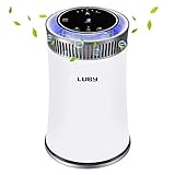 Luby Luftreiniger Air Purifier mit HEPA-Filter, 5 Geschwindigkeiten, 8H-Timer, Nachtlicht, Tragbarer Luftfilter für Staub, Raucher, Pollen, Hautschuppen, Heuschnupfen, Geruch, White