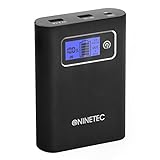NINETEC PowerDrive 2in1 64GB USB Flash Speicher + 13.400mAh Power Bank Akku Ladegerät in Schwarz