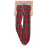 YWLINK Damen Mode Joggen Workout Sporthosen Retro Karierte Drucken Hose Freizeit Weite Beine Yoga Hose (A Rot, XXL)