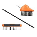 Relaxdays, schwarz Fugenbürste Set mit Teleskop-Stiel, Carbon-Stahl Borsten, Fugenkratzer & Schrubber, Unkraut, 80-140cm