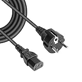 HKY 3-polig Netzkabel 2M, PC Stromkabel für Monitor, Drucker, PS3 / PS4 PRO, Kaltgeräte-Anschlusskabel