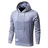 KaikiHerren Camouflage Hoodie Kapuzenjacke Kaputzenpullover Sweatshirt Mode Langarm Rundhals Sweatjacke Shirt Tops Bluse (S, Grau)