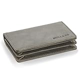 BULLAZO CONTACTO – Hochwertiges Visitenkartenetui aus Leder + RFID Schutz, Grau