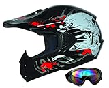 ATO Moto Kids Pro Kinderhelm in Schwarz inklusive MX Motorrad Brille