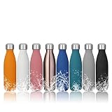 king do way Doppelwandige Edelstahl Trinkflasche Thermosflasche Sportflasche, Trinkflaschen Wasserflasche Reisebecher 500 ml frei für Trinkflasche Kinder, Camping, Wandern, Reisen Schwarz Schwarz