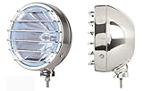 Euralight Fernscheinwerfer BLAU 211mm mit LED Positionslicht 24 Volt und Steinschlagschutzgitter aus Edelstahl~