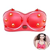 DONGBALA Hot Breast Massager Bra, Elektrischer Brustvergrößerer Massage Vibrierend BH-Brustvergrößerung Leise 15 Minuten Automatische Zeitmessung Starke Brust Vergrößern Baggermassage Rot