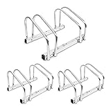 Relaxdays 3 x Fahrradständer, Boden/Wandmontage, für je 2 Fahrräder, Stahl, Fahrradhalter für draußen, HBT 26 x 40 x 32 cm, Silber