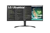 LG 35WN73A 88,9 cm (35 Zoll) UltraWide Curved 21:9 WQHD IPS Monitor (HDR10, 100 Hz, 5ms, AMD FreeSync, USB-C, 3440 x 1440, verstellbar), schwarz