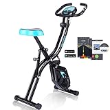ANCHEER Heimtrainer F-Bike, LCD-Display, klappbarer Hometrainer, 10 Widerstandsstufen, mit App-Verbindung und Handpulssensoren, Faltbarer Fahrradtrainer,