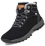 Mishansha Gefüttert Winterschuhe Herren Warme Winterstiefel Damen Schnee Stiefel Winterboots Outdoor Wasserdicht Trekking Wander Schuhe Schwarz 43 EU