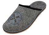 BeComfy Herren Filzpantoffeln Hausschuhe Pantoffel Filz | Filzsohle/Gummisohle | Grau Schwarz Sehr Leicht 40 41 42 43 44 45 46 (45 EU, Modell 3-Gummisohle)