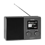 TechniSat TECHNIRADIO 4 IR – kompaktes Internetradio-Designradio (DAB+, UKW, Internet via WLAN, dimmbares Farbdisplay, Wecker, Equalizer, Programmspeicher, 3 W Monolautsprecher) schwarz/Silber