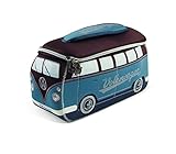 VW Collection by BRISA Kulturbeutel Universaltasche im VW Bus T1 Design aus Neopren, 30 x 14 x 12 cm, Petrol/Braun