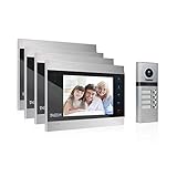 TMEZON Video Türsprechanlage Türklingel Intercom System, Türsprechanlage mit 7 Zoll 4-Monitor 1-Kamera Für Familienhaus, Touch-Taste, Nachtsicht, Unterstützung automatisch Snapshot/Aufnahme