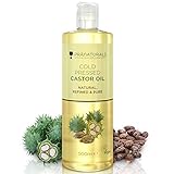 PraNaturals kaltgepresstes Rizinusöl 500ml - 100% natürliche vegane Reinheit, für Haarwuchs und Wimpern, weichere Haut und weiches Gesicht. Reich an OMEGA-6 und OMEGA-9