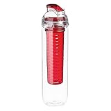 MELIANDA MA-7200 Trinkflasche mit Fruit Infuser 800 ml Tritan für Sport und Freizeit rot