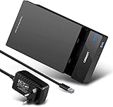 UGREEN USB 3.0 Festplattengehäuse UASP 3,5 Zoll Externe Festplatten Gehäuse USB 3.0 externes Gehäuse Case für 3.5' SATA SSD und HDD mit USB 3.0 Kabel und 12V 2A Netzteil,werkzuglos Schwarz