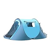 thematys Outdoorzelt leichtes Pop Up Wurfzelt Zelt in Gelb und Blau mit Tragetasche - perfekt für Camping, Festivals und Urlaub (3-4 Personen, Style 2)