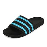 adidas Herren Adilette Flip Flops, Schwarz (Core Black/Blue Glow/Core Black), 42 EU