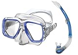 Mares Erwachsene Maske plus Schnorchel Set Ray Tauchmaske, Blue/White/Clear, One size