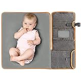 Zamboo Tragbare Baby Wickelunterlage für unterwegs - Faltbare Reise Wickeltasche mit abwaschbarer Wickelauflage 60x50 cm und Befestigung für Kinderwagen - Melange Grau