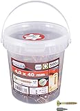 Connex Universalschrauben 4,0 x 40 mm - 500 Stück im Set - Senkkopf - TX Torx-Antrieb - Teilgewinde - Gelb verzinkt - Inkl. Bit / Schrauben-Set / Schrauben-Eimer / B30081