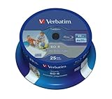 VERBATIM BD-R SL Datalife Blu-ray Rohlinge 25 GB I Blu-ray-Disc mit 6-facher Schreibgeschwindigkeit I 25er-Pack Spindel I großflächig bedruckbar I Blu-ray-Disks für Video- und Audiodateien