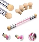 Ealicere Nail Art Rendering-Werkzeuge Doppelter Kopf Ombre Sponge Stick, Nail art Schwamm und Tupfpinsel, Sponge Brush Applikator inkl. 4 Ersatzköpfe, Pigmentpinsel