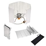 Voarge Outdoor-Aluminium-WindschutzFaltbar, Windschutz Windschutzscheibe Windscreen mit 8-Lamellen aus Aluminium Outdoor für Campingkocher, Gaskocher
