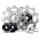 IMPALAPRO Bike 2 Stück Fahrradumwerfer Schaltröllchen Fahrrad Schaltwerk Riemenscheibe 11T Aluminium CNC für Mountainbike (MTB) oder Rennrad - Ultraleicht und robust - Keramiklager (Silver)