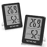 Sonomo Thermo-Hygrometer, 2 Stück Thermometer Innen Hygrometer Digital Raumthermometer Luftfeuchtigkeitsmessgerät mit Hohen Genauigkeit, für Innenraum, Babyraum, Wohnzimmer, Büro - Schwarz