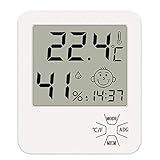 Tiamu Thermometer Hygrometer, HD Display Digital Hygrometer Innen, Elektronische Uhr Thermometer Meter