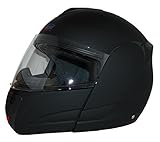 Protectwear KH-V210-MT-M Motorradhelm, Integralhelm, Klapphelm KH-V210-MT mit Integrierter Sonnenblende, Größe M, schwarz-matt