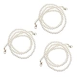 LUOEM Bandana Lanyard Trageband Brillenkette Künstliche Perlen Weiß Kette Karabinerverschluss Umhängeband Lätzchen Kette Serviettenkettchen 3 Stück Tragbar Nackenband Aufbewahrung