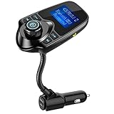 FM Transmitter, Nulaxy Wireless In-Car Bluetooth FM Transmitter Auto Radio Adapter Kit mit 1,44-Zoll-Display und USB Car Charger - Schwarz