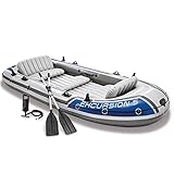 Challenger Kayak - 4-Personen-Faltkajak-Set Mit Schlauchboot, Aluminium-Rudern Und Fußpumpe - Leichtes Angelkajak Blau - Angler Und Freizeit (Size : 366 x 168CM - 5 Person)