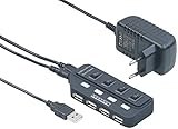 Xystec Mehrfach USB Stecker: Aktiver USB-2.0-Hub mit 4 Ports, einzeln schaltbar, 2-A-Netzteil (USB Steckleiste)