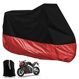 Surepromise Motorradabdeckung Motorradplane Motorradplane Motorradgarage Outdoor Indoor 190T Wasserdicht Winterfest Motorrad Abdeckplane Abdeckung mit Tasche (XL, schwarz&rot) Ersatz