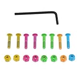 8 x Skateboard Schrauben mit Schraubenschlüssel Montagesatz, Bunt